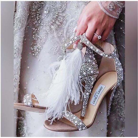 Jimmy Choo Viola 110 Crystal Ostrich Feather Tassel Wedding Sandals EU 40 - Picture 16 of 16